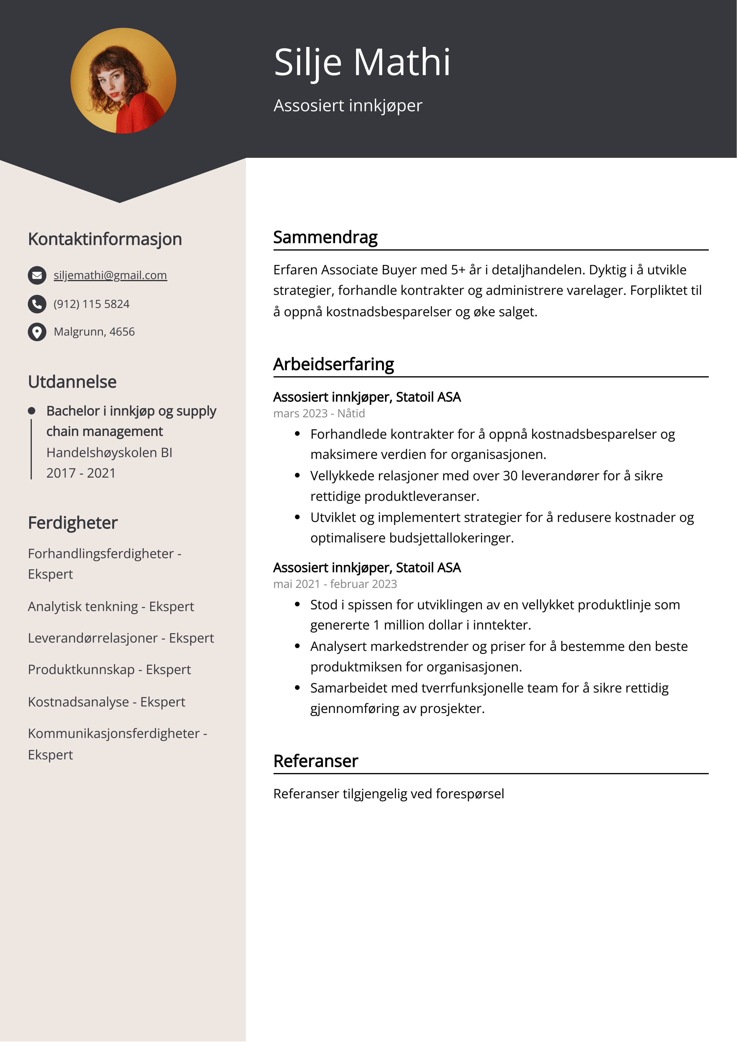 Assosiert innkjøper CV Eksempel