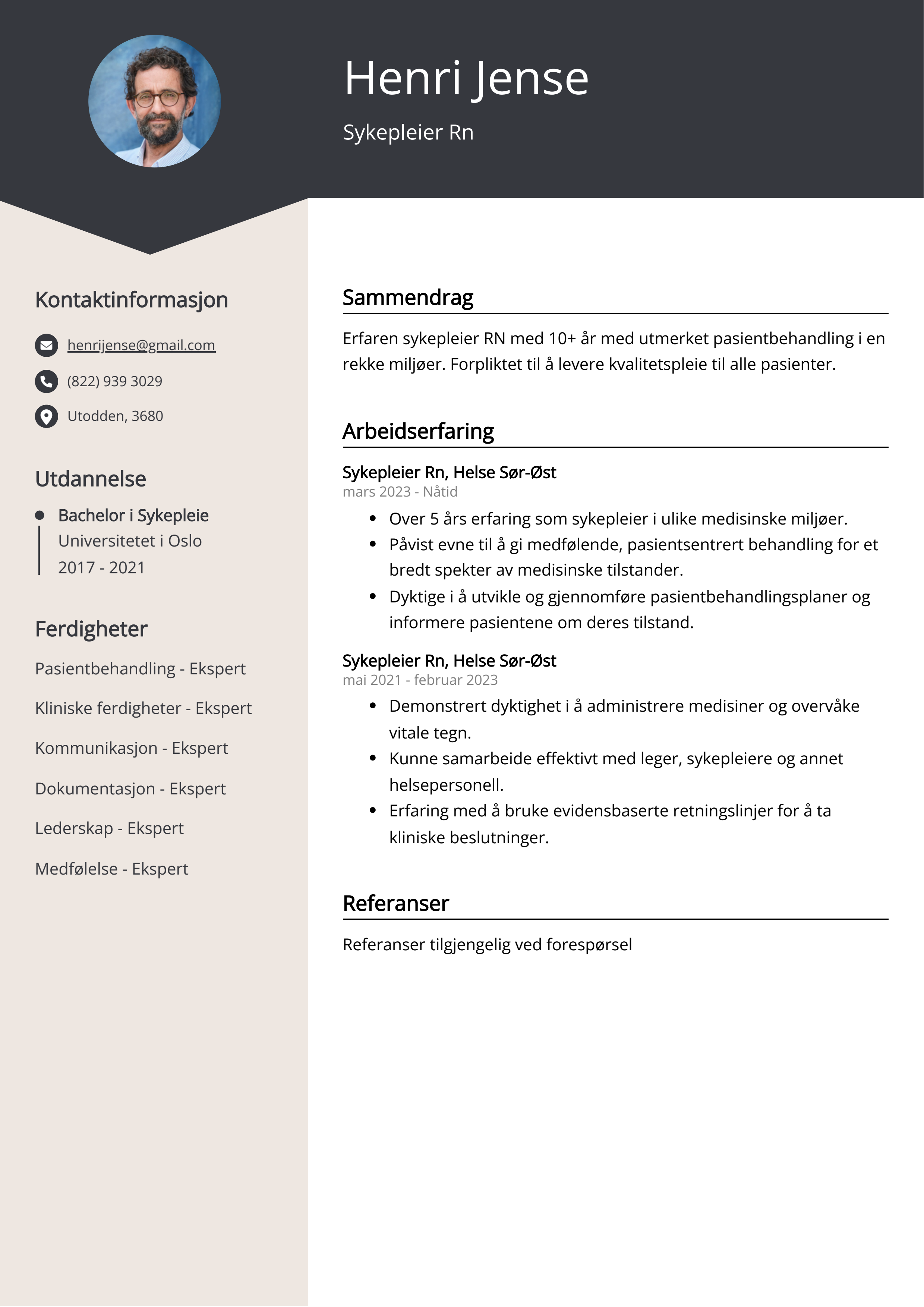 Sykepleier Sykepleier Rn CV Eksempel