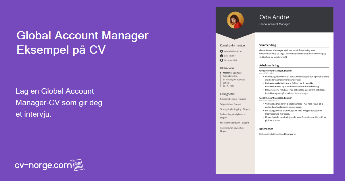 Eksempel på CV for Global Account Manager (gratis guide)