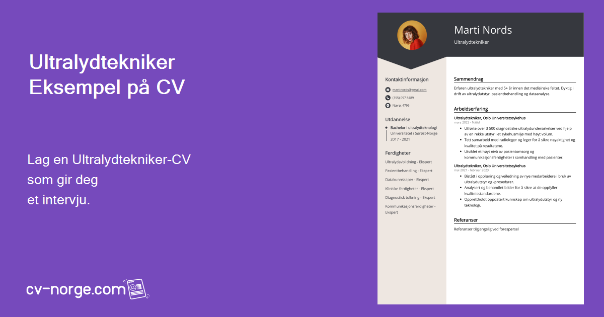 Eksempel på CV for ultralydtekniker (gratis guide)